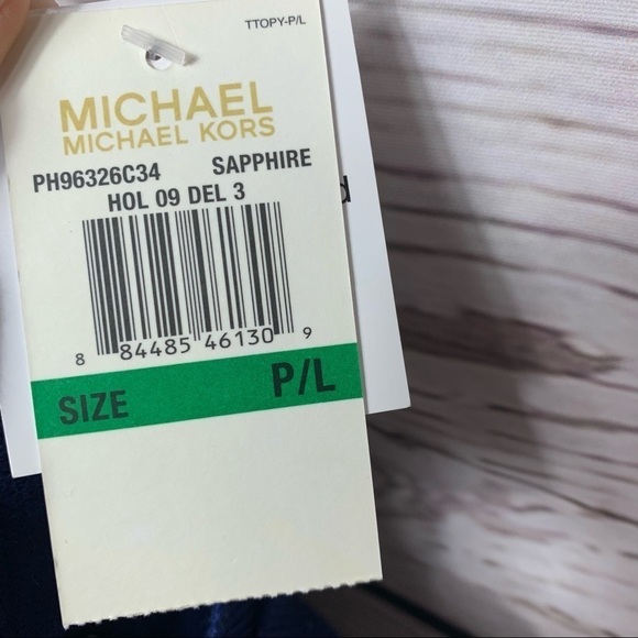 Nwt Michael Kors Embellished Sapphire Zippered Short Sleeve Cardigan Sweater - Picture 6 of 7